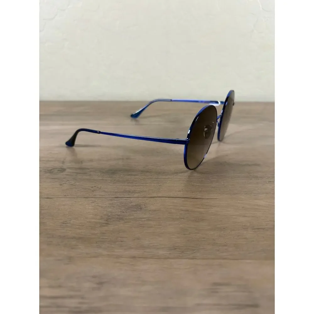 Retro Super Future Blue Frame Round Lense Sunglasses Made in Italy New with Tags